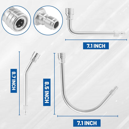 Pressure Washer Extension Wand - Gutter Cleaner Attachment - 30 degrees, 90 degrees, 120 degrees Curved Rod, V1258-DP02-C-720