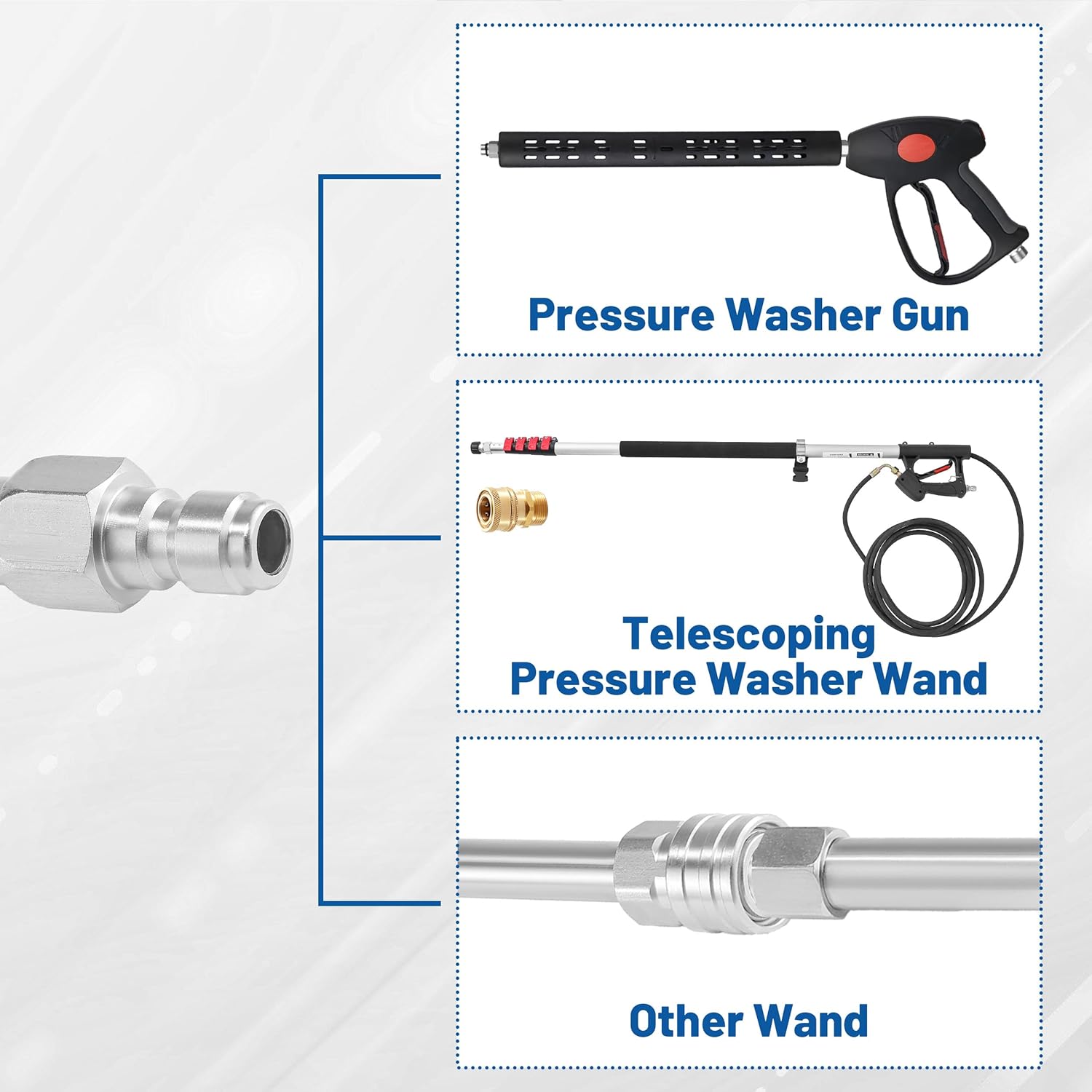 Pressure Washer Extension Wand - Gutter Cleaner Attachment - 30 degrees, 90 degrees, 120 degrees Curved Rod, V1258-DP02-C-720