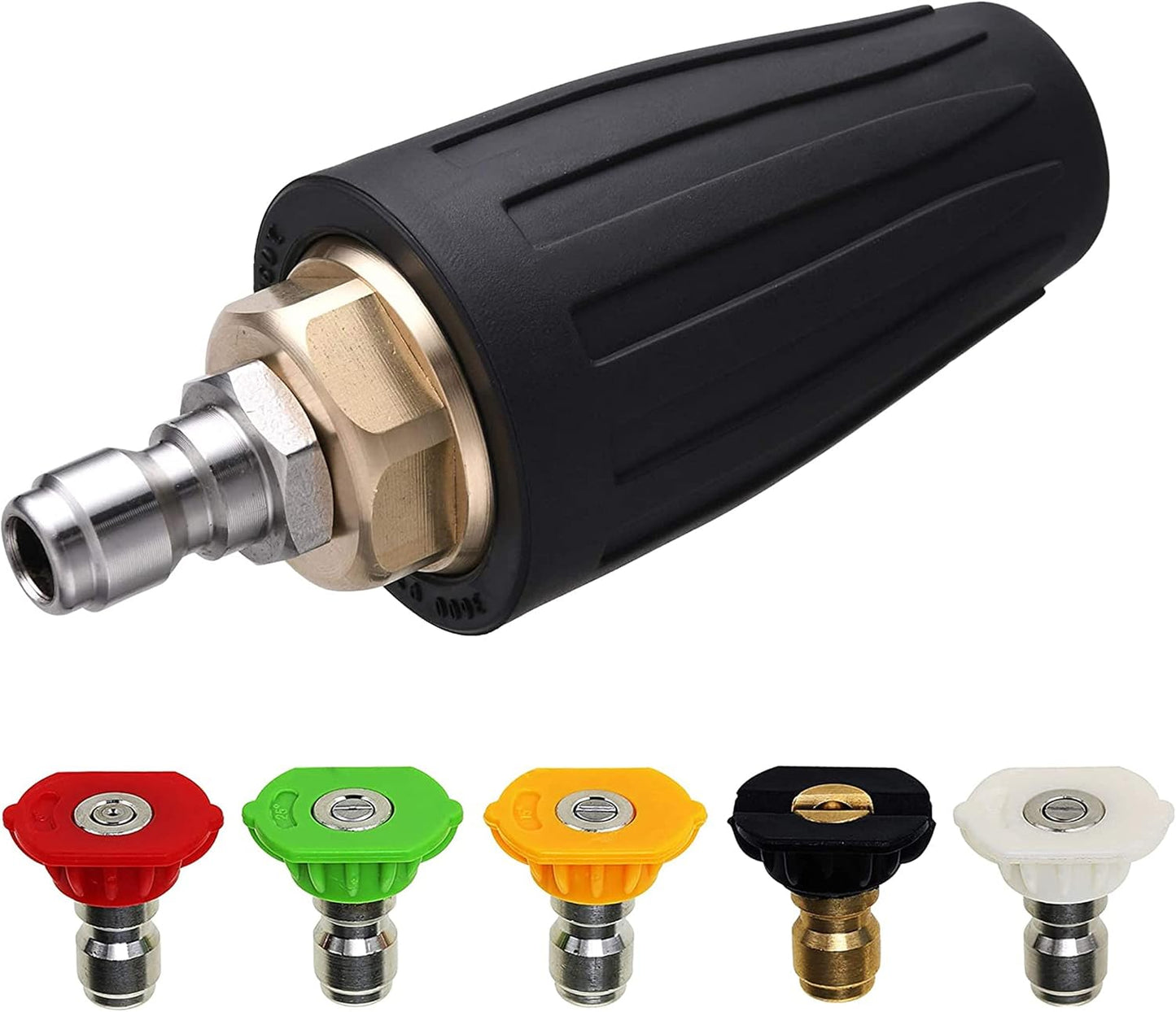 Turbo Nozzle for Pressure Washer, Rotating Nozzle and 5 Tips, 1/4 Inch Quick Connect, 3600 PSI, Orifice 2.5 V1258-DP02-C-723