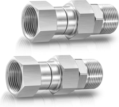 Pressure Washer Swivel Fitting, Metric M22 14mm Thread, Stainless Steel, 4500 PSI, 2 Pcs V1258-DP02-C-724