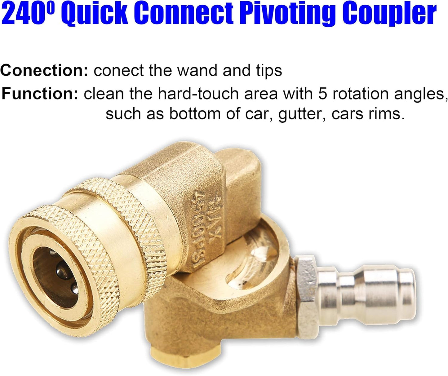 Pressure Washer Accessories Kit, 7 Power Washer Nozzle Tips, Quick Connecting Pivoting Coupler, 1/4 inch, V1258-DP02-C-726