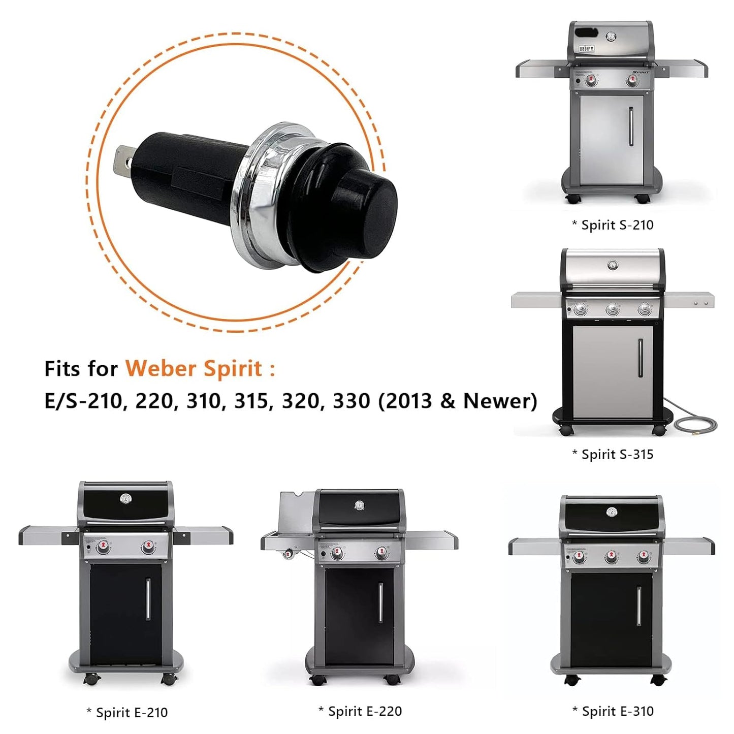 Replacement for Weber Igniter Push Button/Switch, Fit for Weber Spirit E/S-210 220 310 315 320 330 Gas V1258-DP02-C-731