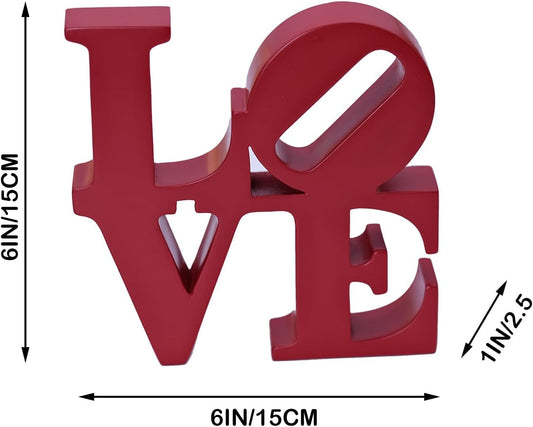 Valentine's Day Rose Gift, Love Word Art Resin Tabletop Decor, Red Contemporary Romantic Gifts, Freestanding V1258-DP02-C-732
