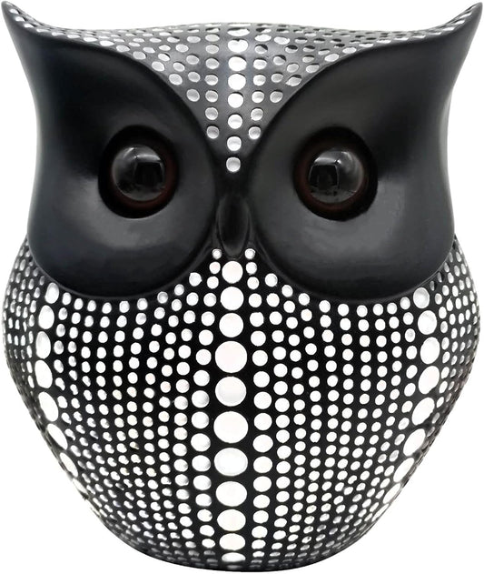Resin Owl Statue Home Decor - Black Owl Sculpture, Bird Statue, Small Accents for Bedroom, Office, Garden, V1258-DP02-C-733