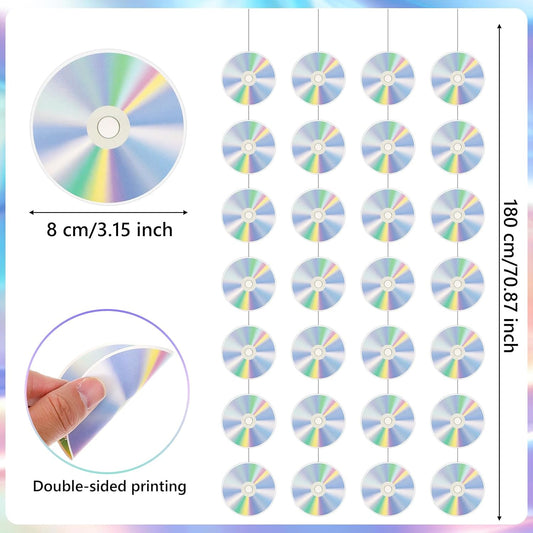 8 Packs 90s Theme Party Decorations, Retro CD Paper Banner & Hanging Garland, Y2k Decor Disco Theme Music V1258-DP02-C-740