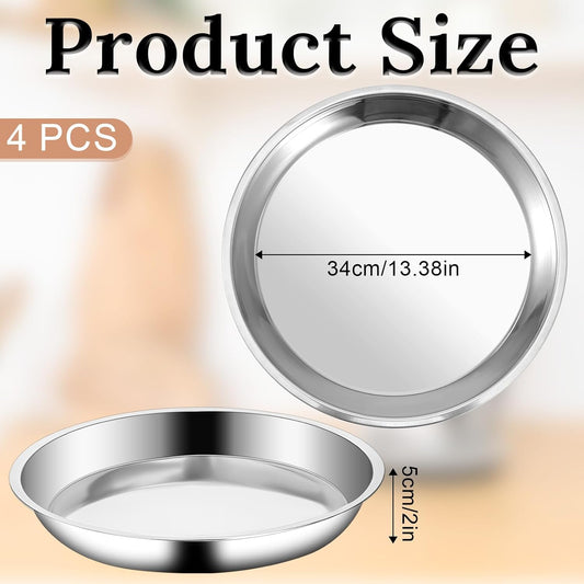 Vin Beauty 4 Pack 13 Inch Deep Dish Pizza Pan Stainless Steel Round Pizza Tray for Oven, Deep Dish Metal V1258-DP02-C-748