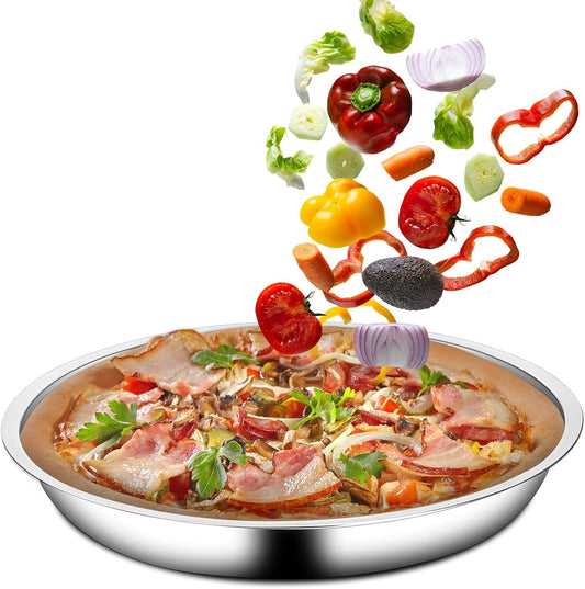 Vin Beauty 4 Pack 13 Inch Deep Dish Pizza Pan Stainless Steel Round Pizza Tray for Oven, Deep Dish Metal V1258-DP02-C-748