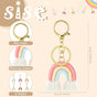 Landhoow 6 Pcs Boho Rainbow Keychains Bulk Women Macrame Rainbow Key Chains Mini Tassel Keychains Car V1258-DP02-C-753