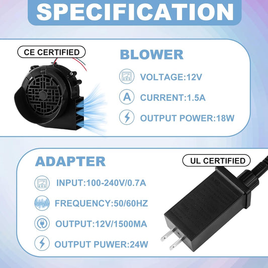Landhoow Christmas Inflatable Replacement Fan Blower 12v 1.5a Air Blower Fan for Inflatables with 6 Adapter V1258-DP02-C-754