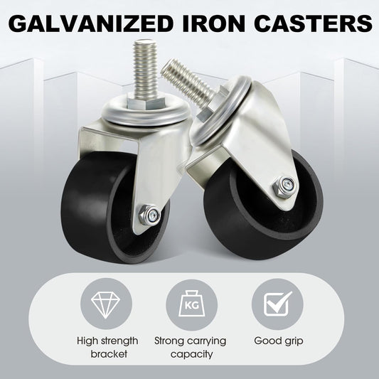 Landhoow 4 Pcs Floor Jack Casters for 3 Ton Floor Jack, Cast Iron Racing Jacks Caster Wheel with 10 mm Stem, V1258-DP02-C-755