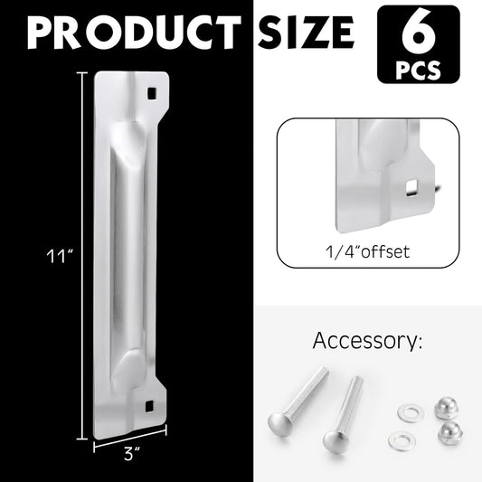 Landhoow 6 Pcs 3" x 11" Latch Guard Plate Cover Electroplated Carbon Steel Door Latch Cover Latch Protector V1258-DP02-C-759