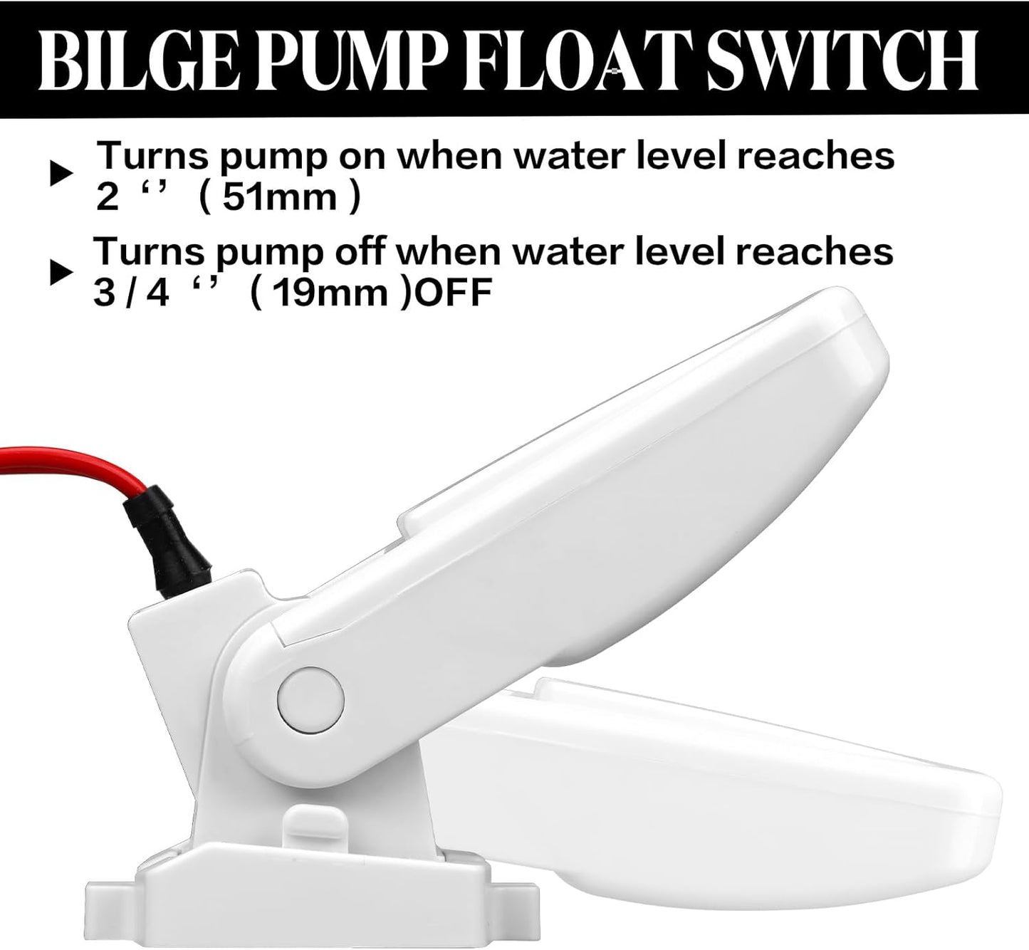 Landhoow Automatic Boat Bilge Pump Float Switch, 12v 24v 32v Bilge Float Switch Moisture Tight Seals for V1258-DP02-C-760