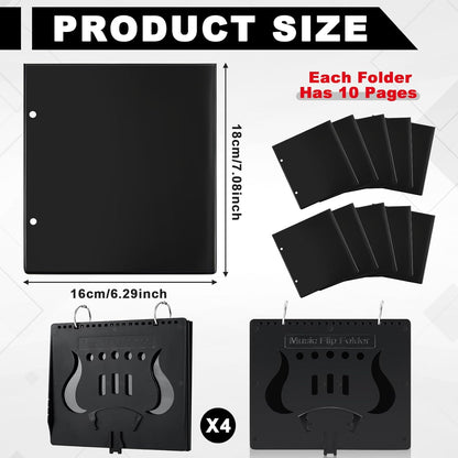 Amylove 4 Pack Music Flip Folder Marching Band Plastic Flip Folder Each with 10 Windows V1258-DP02-C-766