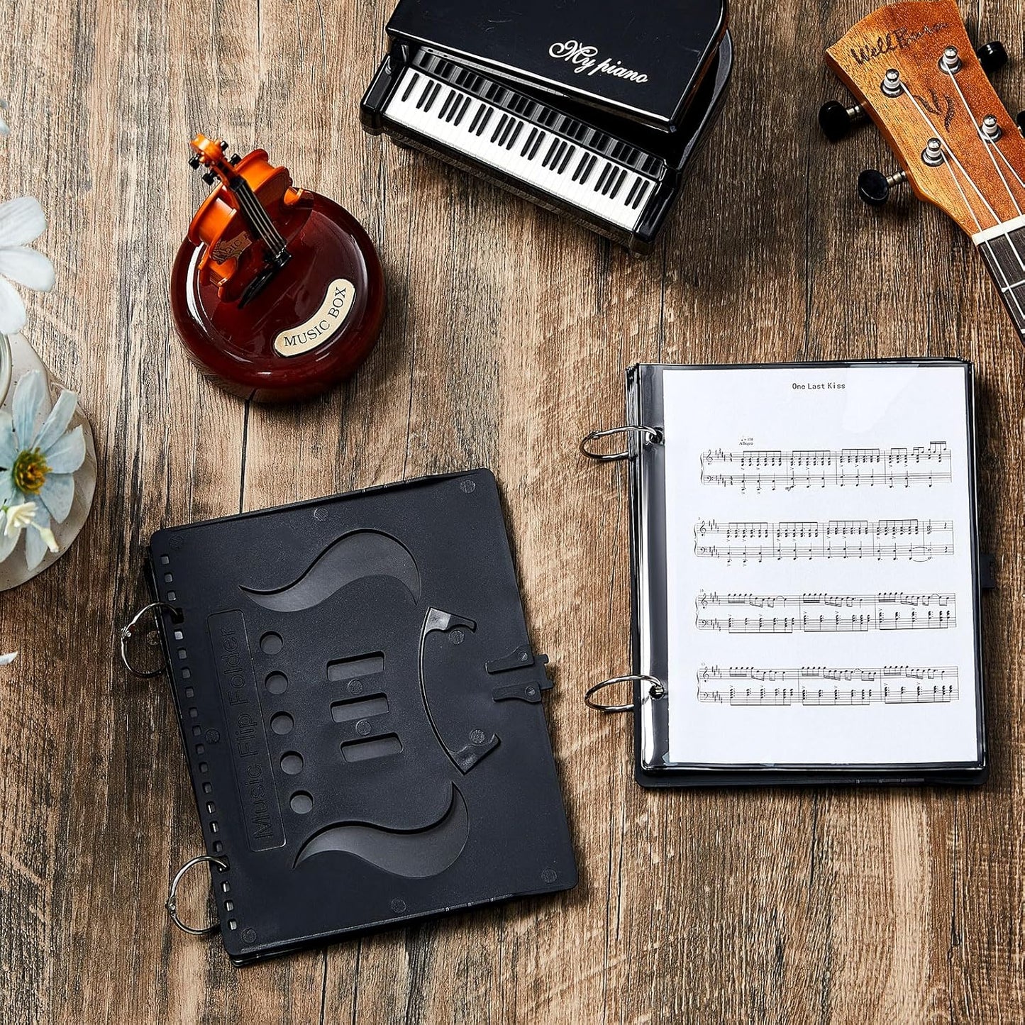 Amylove 4 Pack Music Flip Folder Marching Band Plastic Flip Folder Each with 10 Windows V1258-DP02-C-766