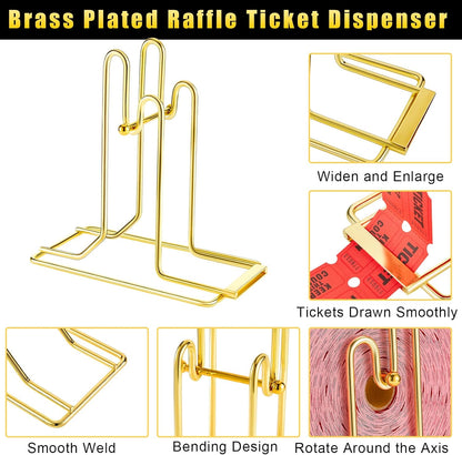 5 Pieces Raffle Ticket Dispenser Brass Ticket Roll Dispenser Raffle Drum for Single Double Roll, Sweepstakes, V1258-DP02-C-770