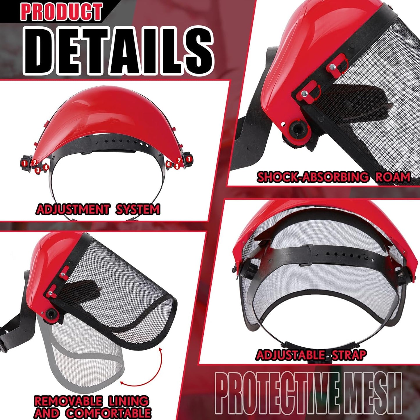 Amylove 2 Pcs Safety Face Shield with Mesh Weed Whacking Face Shield Masks Chainsaw Gardening Weed Mover V1258-DP02-C-776
