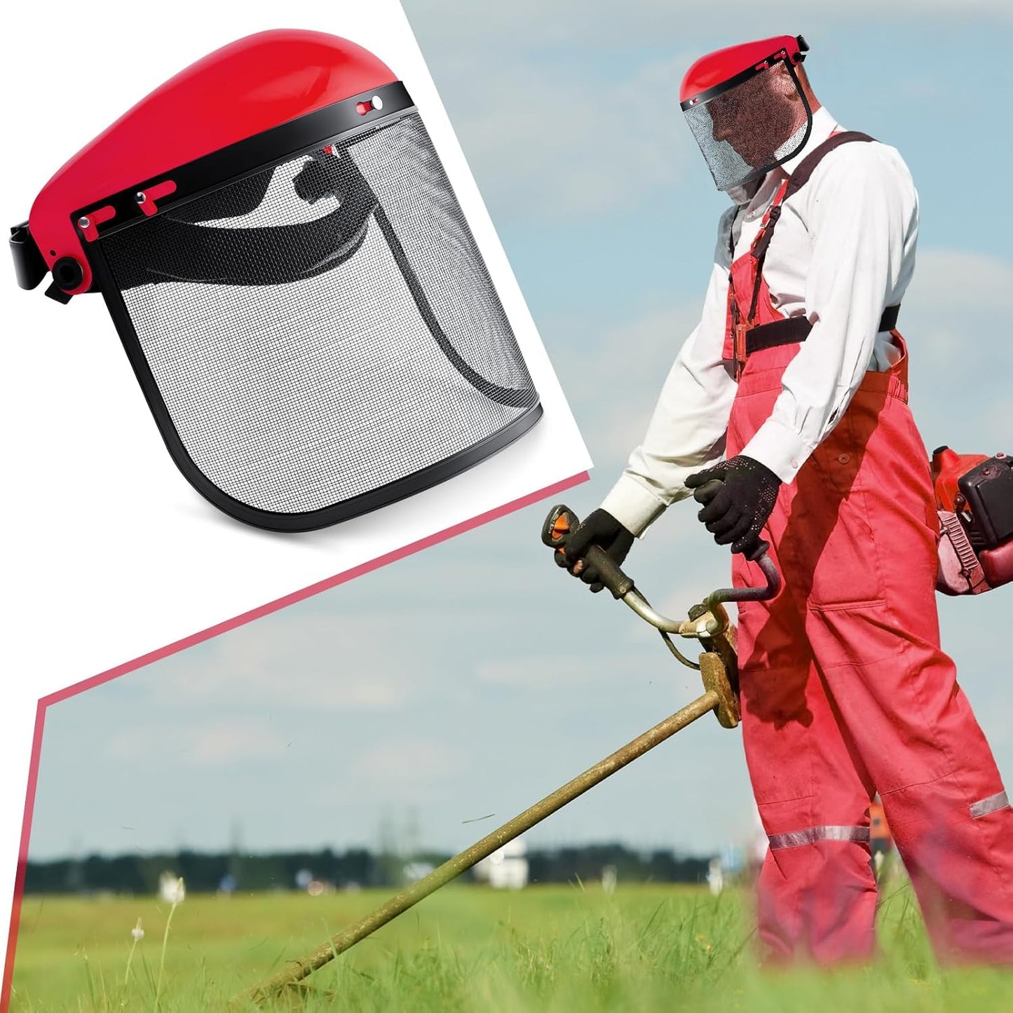 Amylove 2 Pcs Safety Face Shield with Mesh Weed Whacking Face Shield Masks Chainsaw Gardening Weed Mover V1258-DP02-C-776