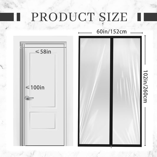 Amylove Zipper 60 x 102 Inch Dust Barrier Door Kit Construction Door Barrier 5 x 8.5 ft Reusable Plastic V1258-DP02-C-779