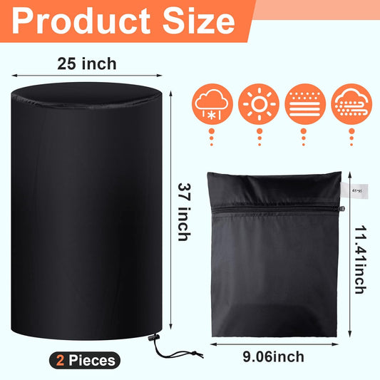 55 Gallon Drum Cover, 210D Oxford Cloth Water Storage Barrel Cover, 25 x 37 Inch Outdoor Waterproof Rain Snow V1258-DP02-C-785