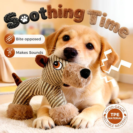 Indestructible Plush Dog Toy for Aggressive Chewers, Boredom Relief Squeaker Chew with Double Fabric, Durable V1258-DP02-C-794