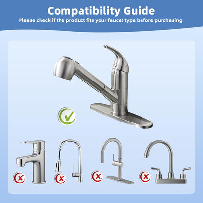 Pull Out Sink Sprayer Head Replacement, 2 Function Kitchen Sink Faucet Head, G1/2 or 13/16 Inch Thread Faucet V1258-DP02-C-800