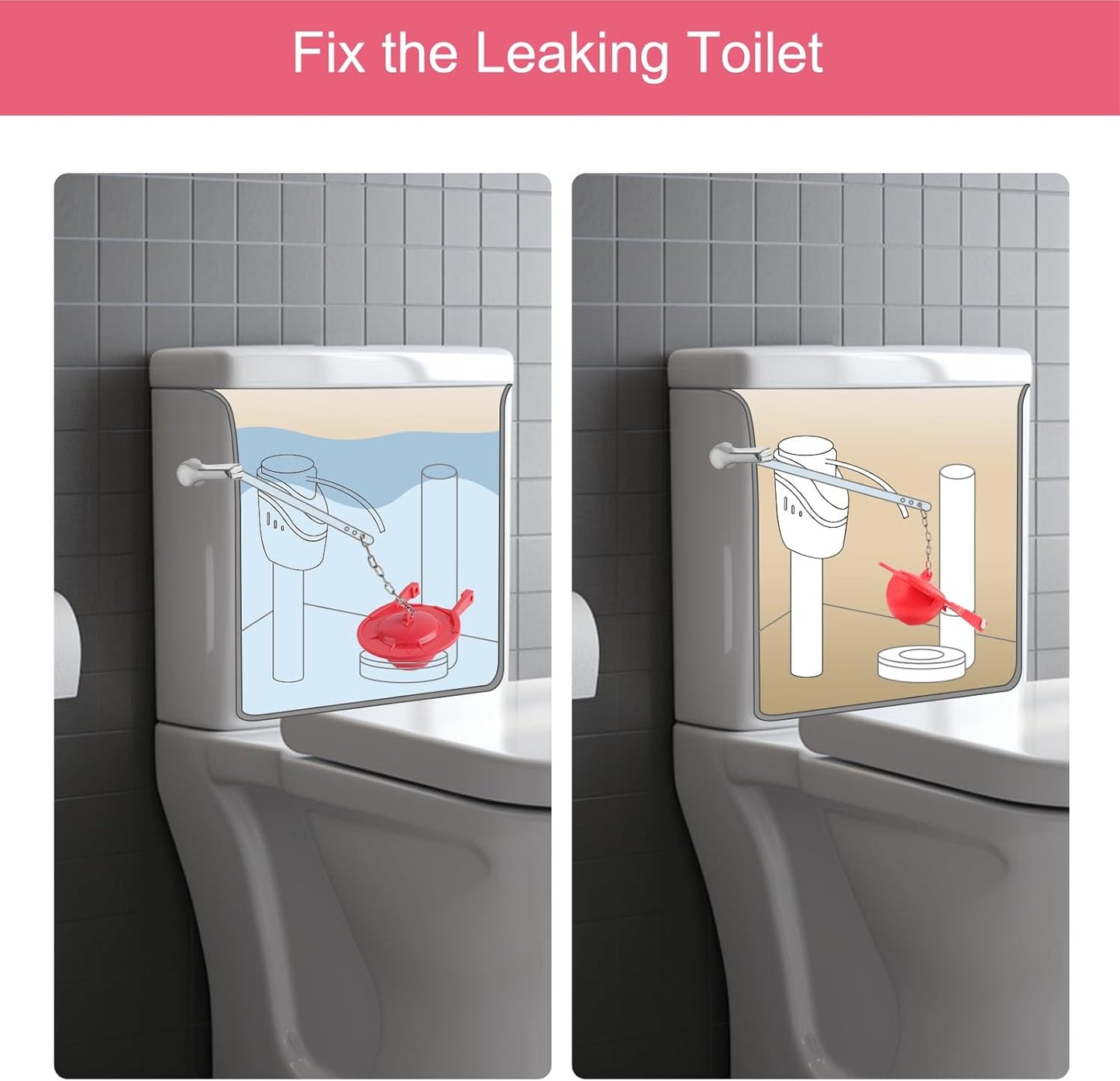 2 Pack Large 3-Inch Toilet Flapper Replacement Compatible with TOTO flapper Model G-Max, THU138S, THU175S and V1258-DP02-C-801