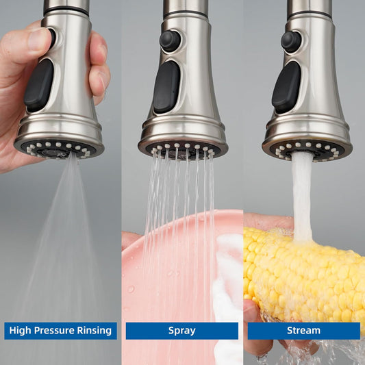 Kitchen Faucet Head Replacement, NSF/ANSI/CAN 61 & CUPC Certified, 3 Function Pull Down Faucet Spray V1258-DP02-C-803