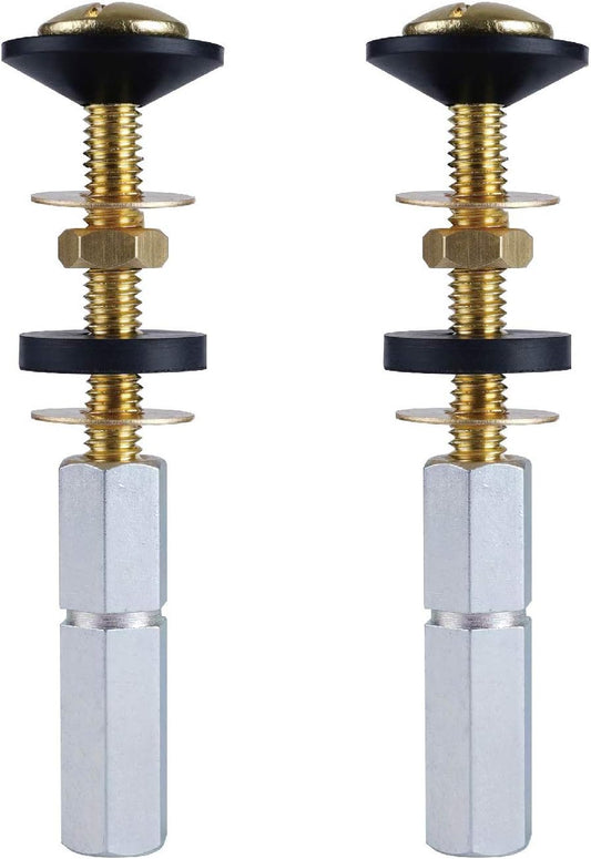 2 Pack Toilet Tank to Bowl Bolt Kits, Heavy Duty Bolts Toilet Bolts for Tank Solid Brass with Extra Long Nuts V1258-DP02-C-805