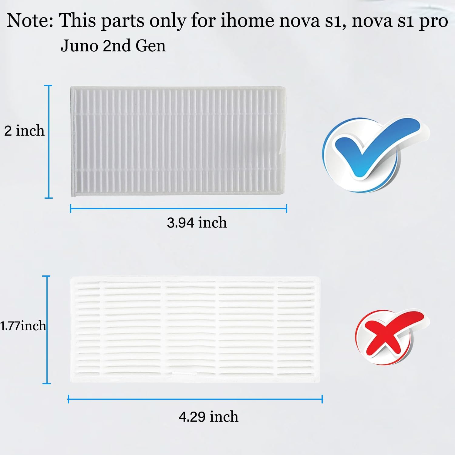 Replacement Parts for iHome Nova S1 Pro, iHRVS1PRO-3BLK, iHRVS1-3BLKS, iHRV9-BLKS Robotic Vacuum Cleaner, 4 V1258-DP02-C-81