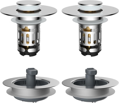 3 in 1 Bathroom & Kitchen Sink Drain Strainer V1258-DP02-C-812
