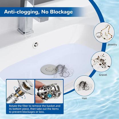 3 in 1 Bathroom & Kitchen Sink Drain Strainer V1258-DP02-C-812