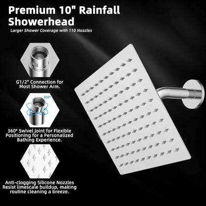 20" Showerhead with 10" Rainfall Showerhead V1258-DP02-C-814