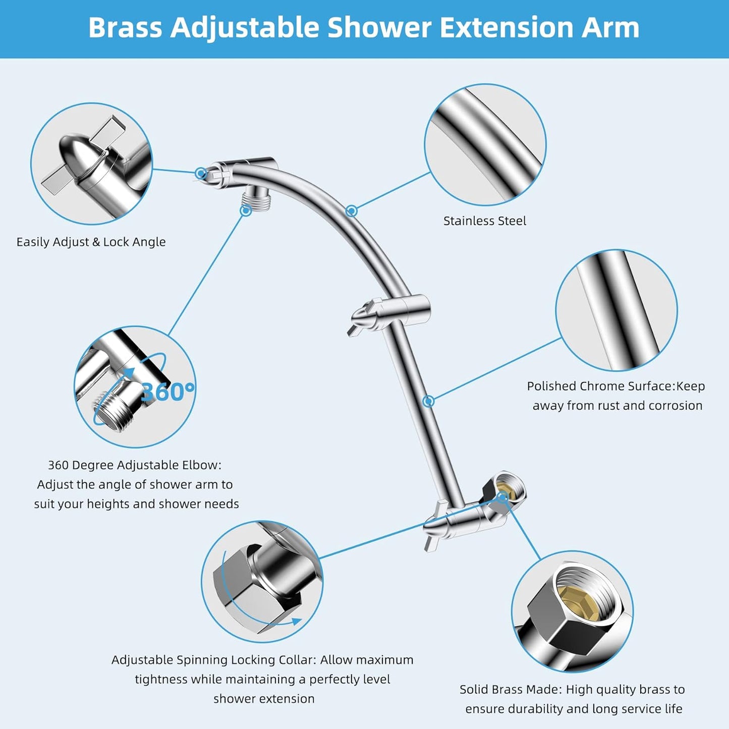 16" Shower Arm with 10" Rainfall Showerhead V1258-DP02-C-815