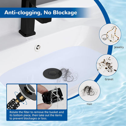 Upgraded 3 in 1 Bathroom & Kitchen Sink Drain Strainer V1258-DP02-C-817