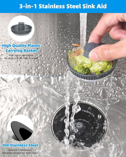 Upgraded 3 in 1 Bathroom & Kitchen Sink Drain Strainer V1258-DP02-C-817