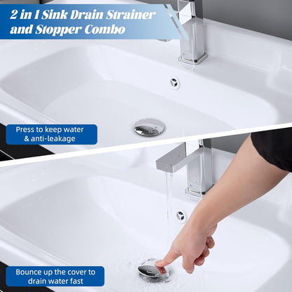 Upgraded 3 in 1 Bathroom Sink Drain Strainer V1258-DP02-C-818