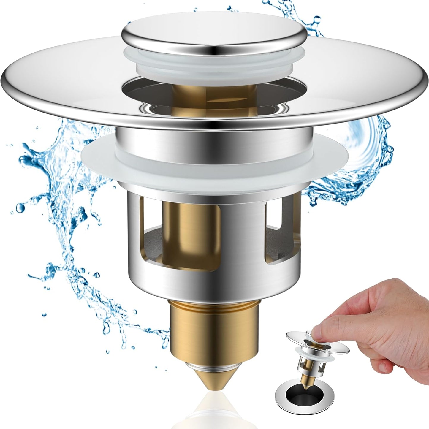 Upgraded 3 in 1 Bathroom Sink Drain Strainer V1258-DP02-C-819