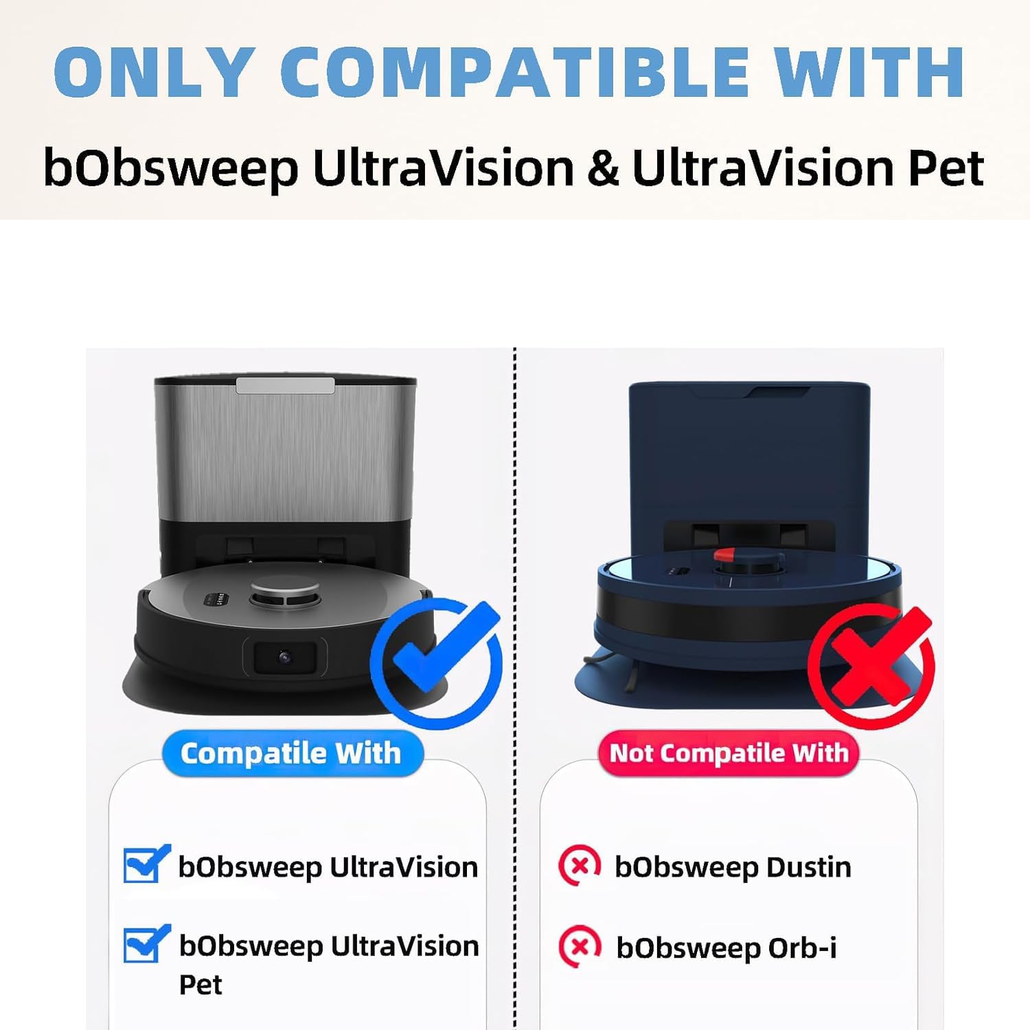 6 Pack Dust Bags for bObsweep UltraVision for UltraVision Pet Self Empty Robot Vacuum Replacement Accessory V1258-DP02-C-82