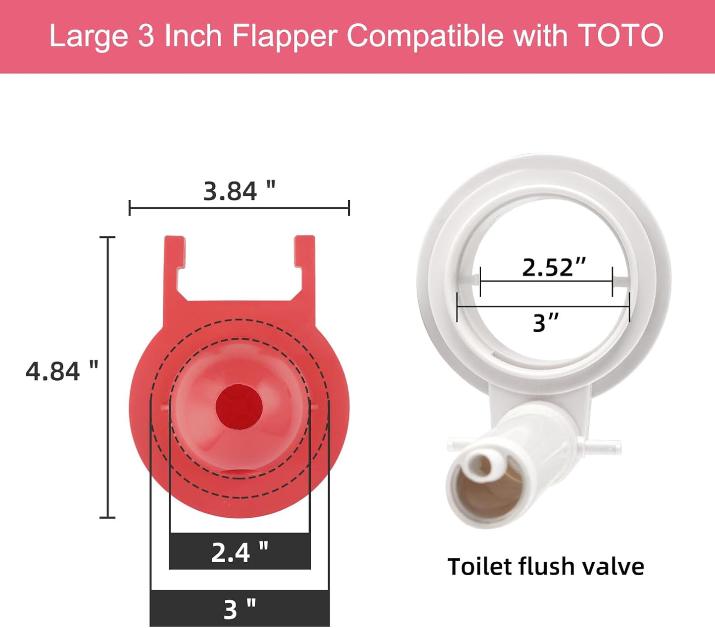 Large 3-Inch Toilet Flapper with Toilet Handle Replacement Compatible with TOTOTHU004-CP Trip Lvr V1258-DP02-C-823