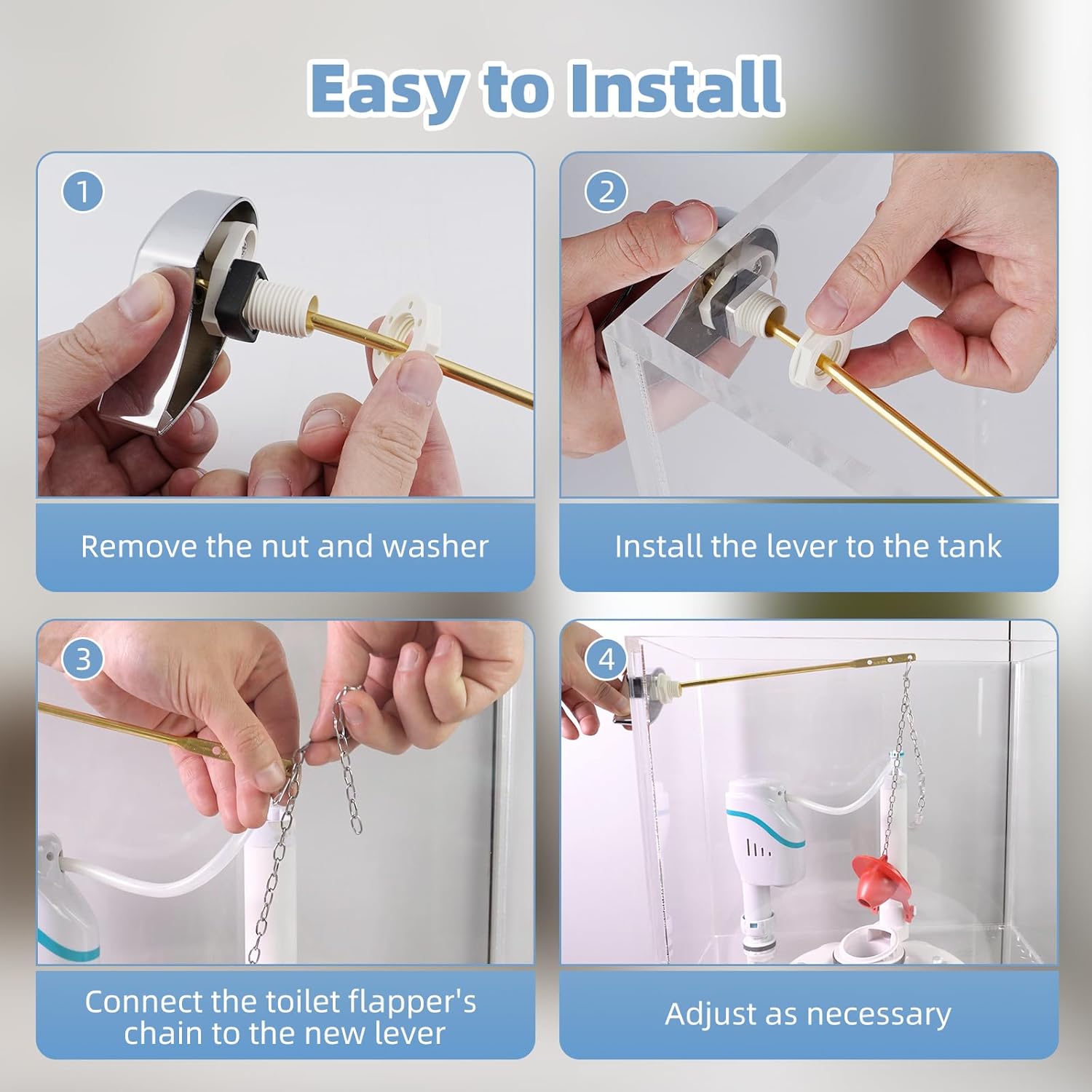 Large 3-Inch Toilet Flapper with Toilet Handle Replacement Compatible with TOTOTHU004-CP Trip Lvr V1258-DP02-C-823