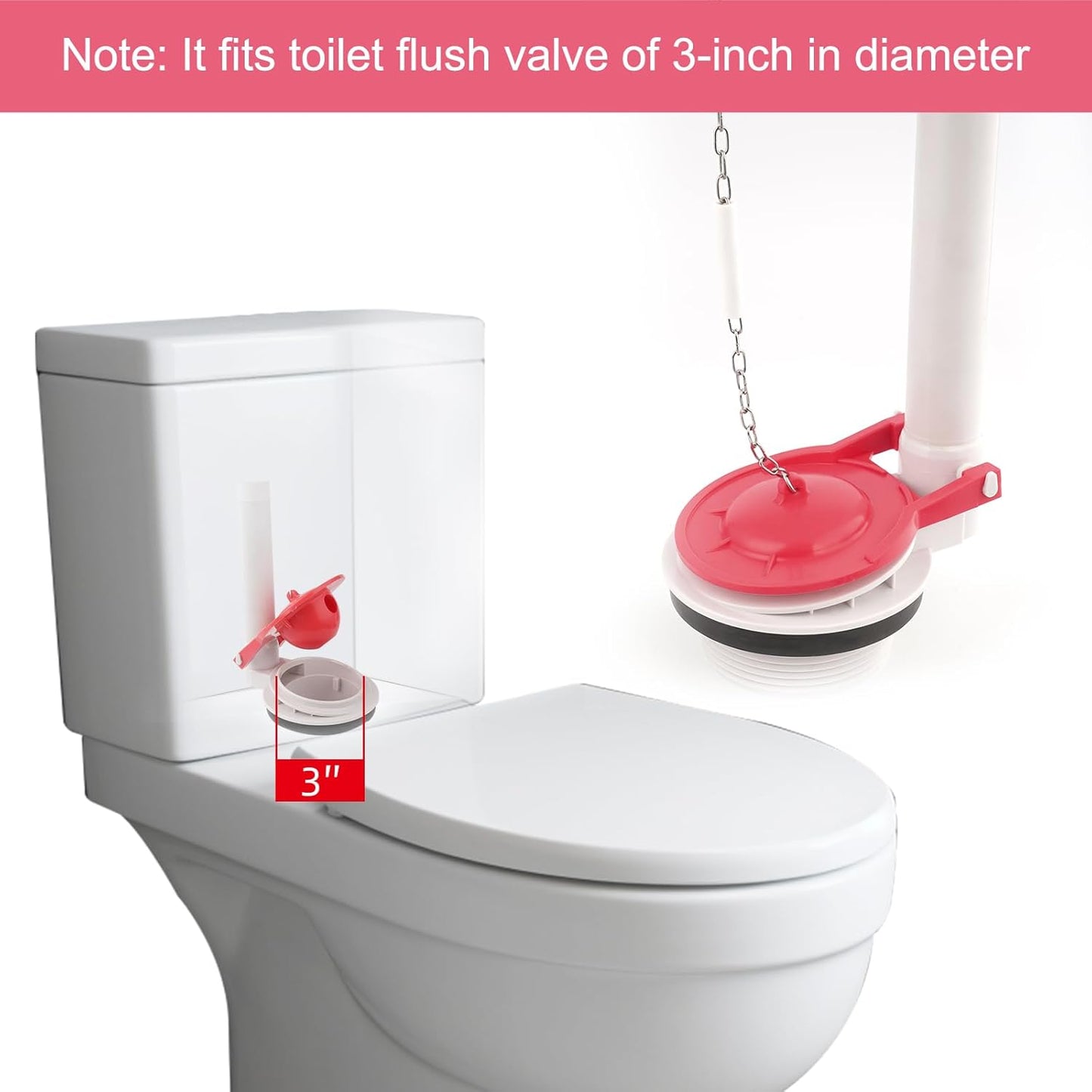 2 Pack Large 3-Inch Toilet Flapper with Toilet Handle Replacement Compatible with TOTOTHU004-CP Trip Lvr V1258-DP02-C-824