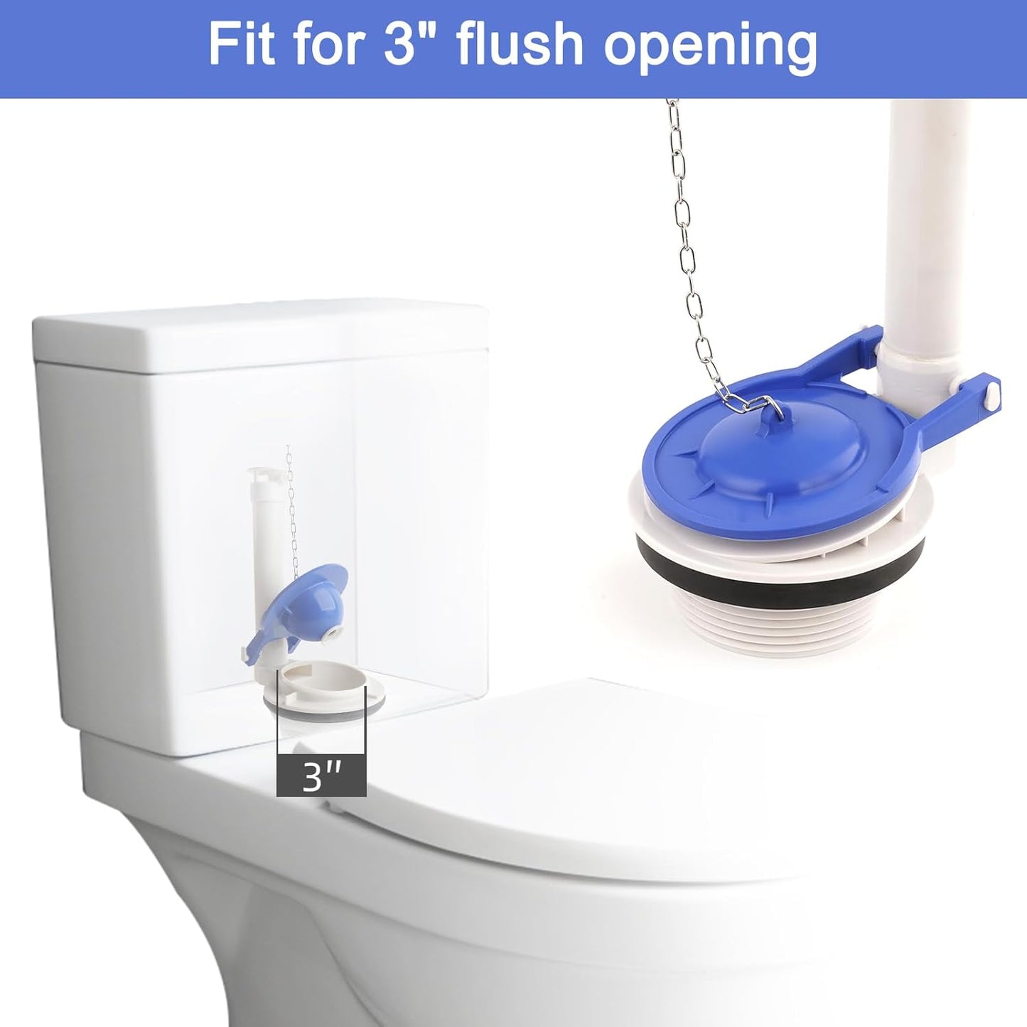 Large 3-Inch Toilet Flapper with Toilet Handle Replacement Compatible with TOTOTHU004-CP Trip Lvr V1258-DP02-C-825