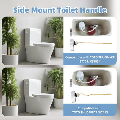 Large 3-Inch Toilet Flapper with Toilet Handle Replacement Compatible with TOTOTHU004-CP Trip Lvr V1258-DP02-C-825