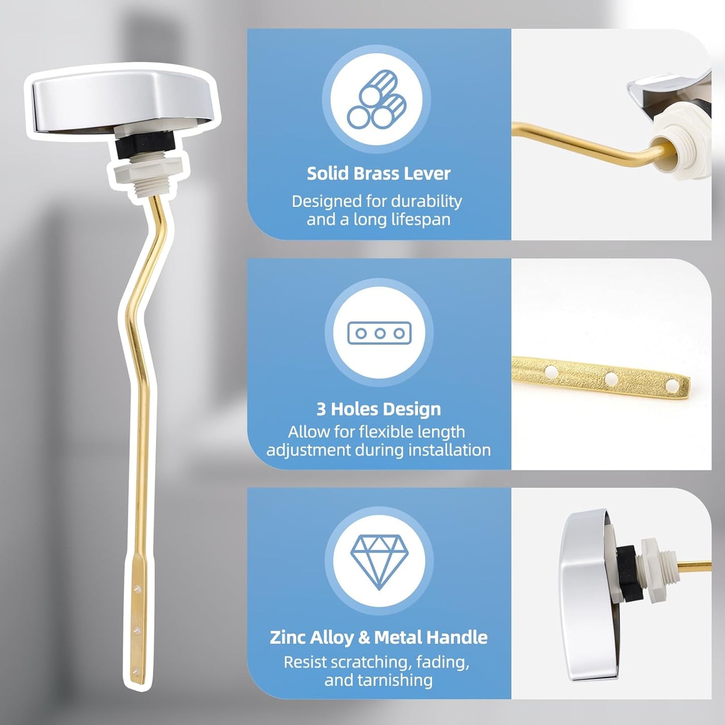 Large 3-Inch Toilet Flapper with Toilet Handle Replacement Compatible with TOTO THU068#CP Trip Lvr V1258-DP02-C-827