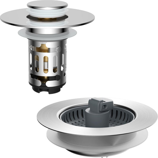 Upgraded 3 in 1 Bathroom and Kitchen Sink Drain Strainer V1258-DP02-C-829