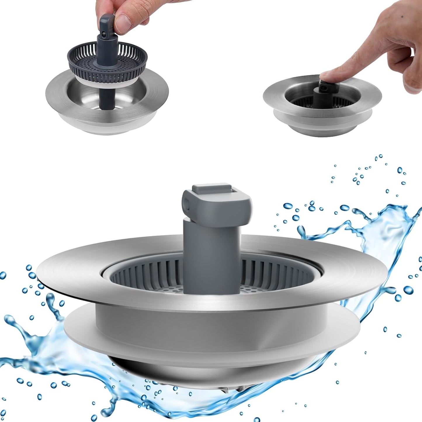 Upgraded 3 in 1 Bathroom and Kitchen Sink Drain Strainer V1258-DP02-C-829