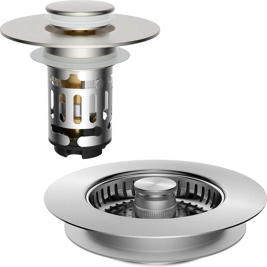 Upgraded 3 in 1 Bathroom and Kitchen Sink Drain Strainer V1258-DP02-C-830