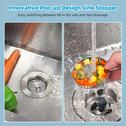 Upgraded 3 in 1 Bathroom and Kitchen Sink Drain Strainer V1258-DP02-C-830