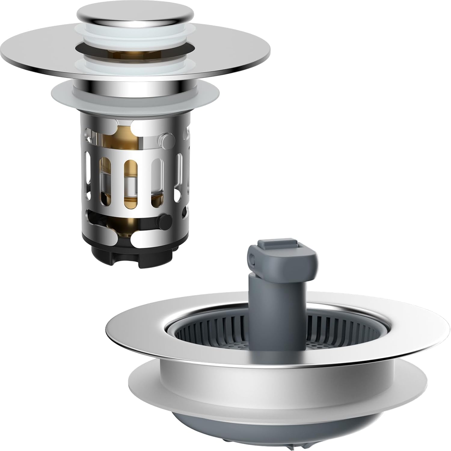 Upgraded 3 in 1 Bathroom and Kitchen Sink Drain Strainer V1258-DP02-C-832