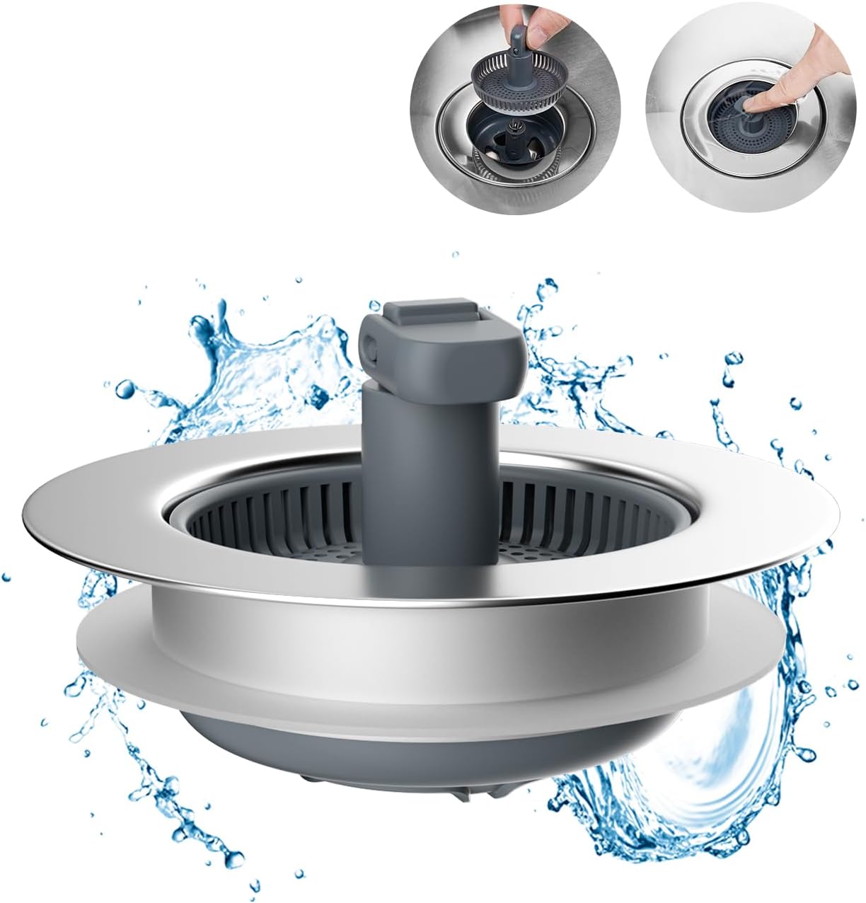 Upgraded 3 in 1 Bathroom and Kitchen Sink Drain Strainer V1258-DP02-C-832